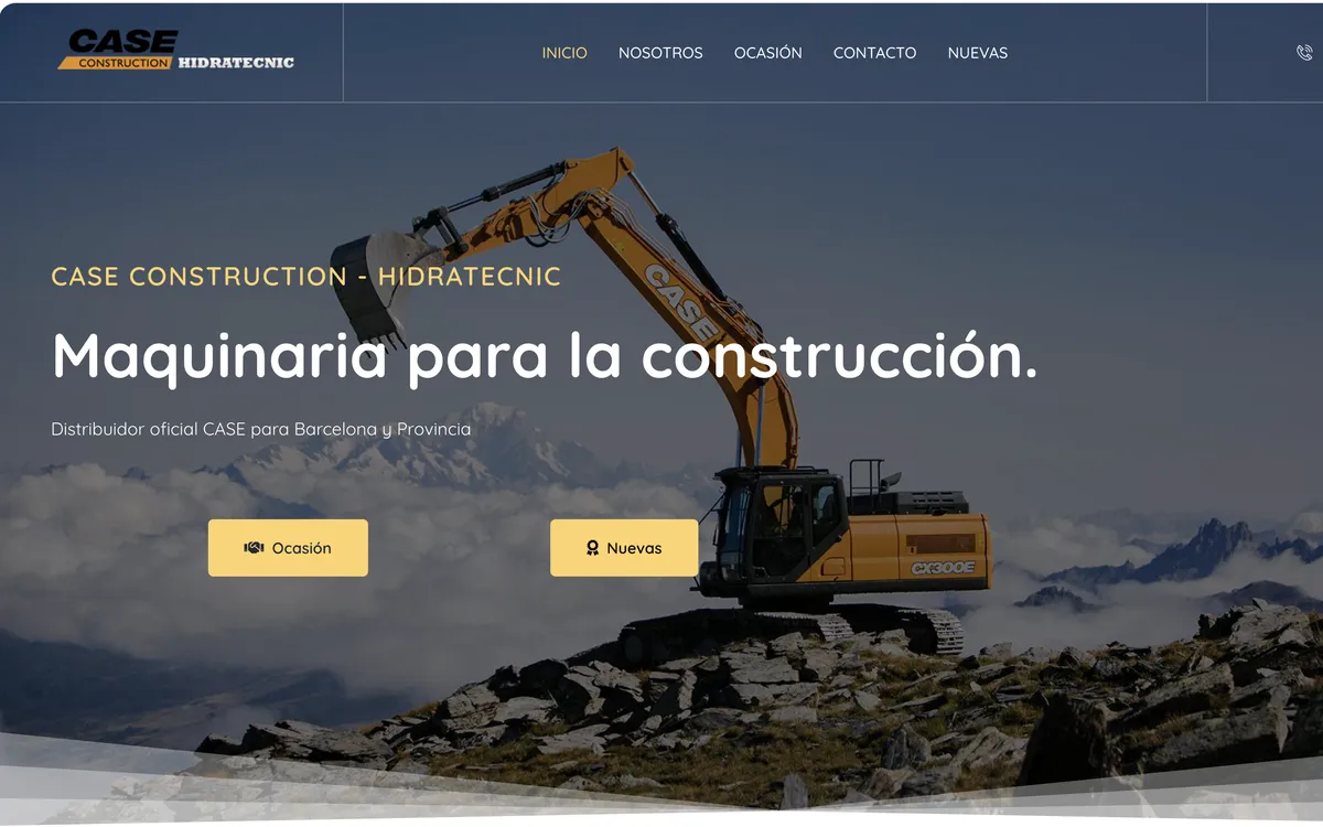 Web corporativa de un distribuidor de maquinaria de construcción